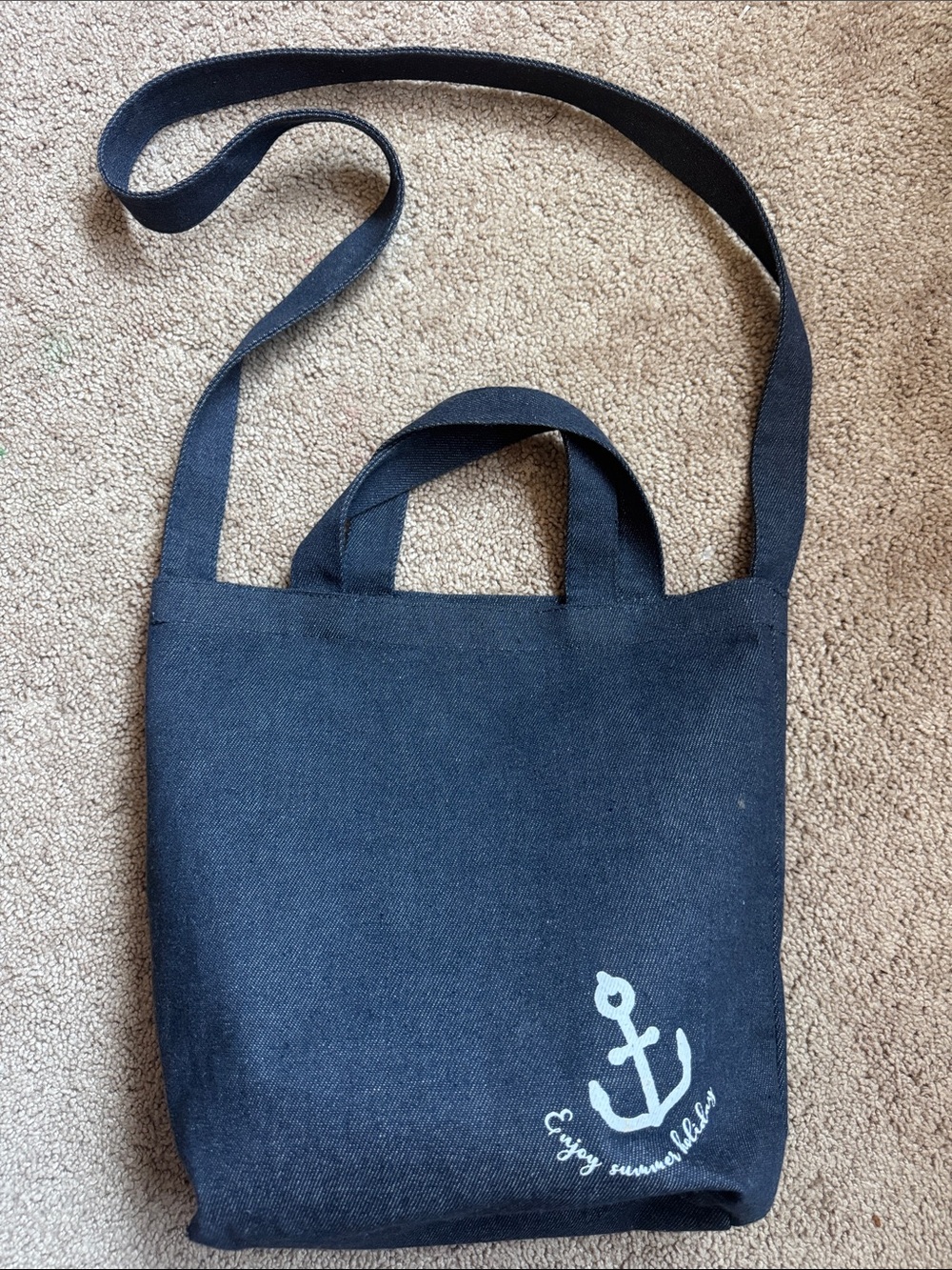 Denim Canvas Anchor Tote Bag - Unbranded